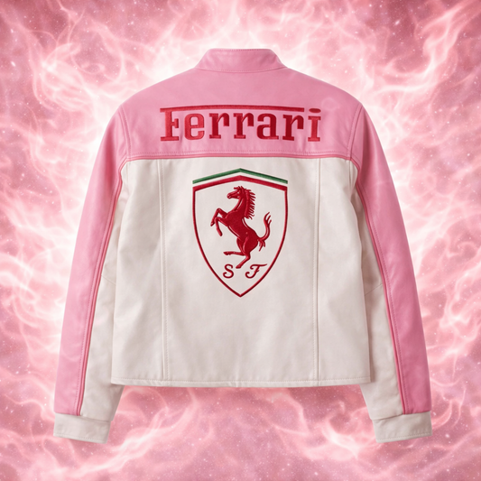Pink Ferrari Leather Jacket | Maison FERAÏA® F1 Luxe Edition
