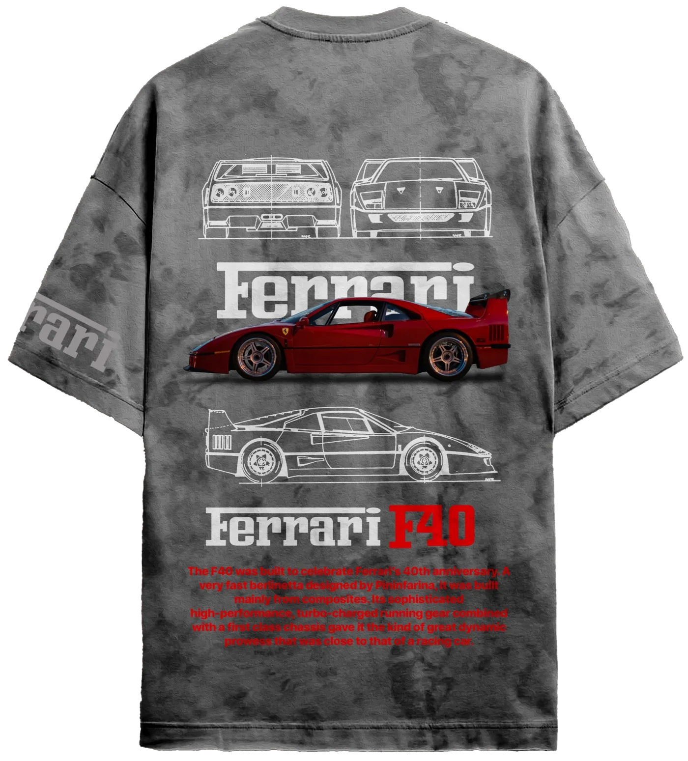 Grantiro Ferrari jacket from the Whimsical Wheels collection – premium unisex racing jacket inspired by Ferrari’s F40 legendary motorsport heritage.