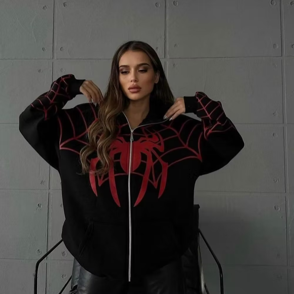 Spider Web Zip-Up Hoodie - Black -(Limited Edition)