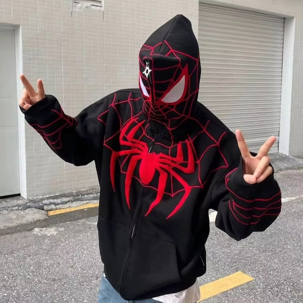 Spider Web Zip-Up Hoodie - Black -(Limited Edition)