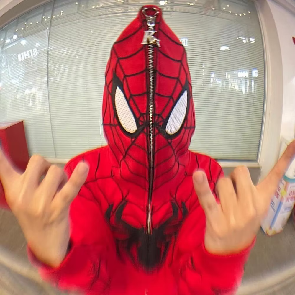 Spider Web Zip-Up Hoodie — Crimson / Black (Limited Edition)