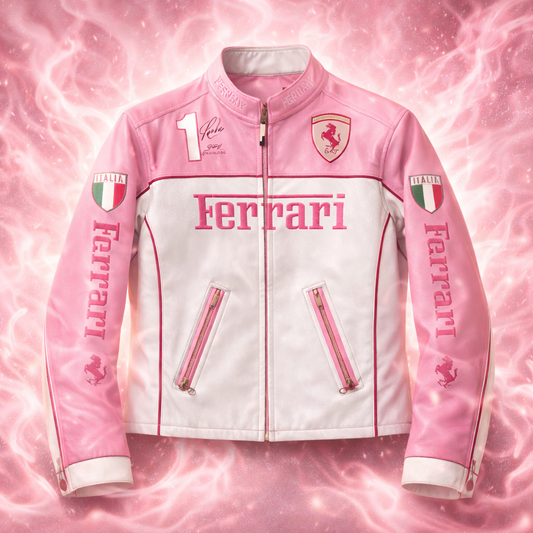 Pink Ferrari Leather Jacket | Maison FERAÏA® F1 Luxe Edition