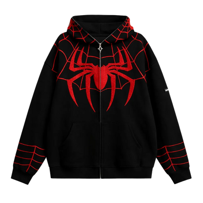 Spider Web Zip-Up Hoodie - Black -(Limited Edition)