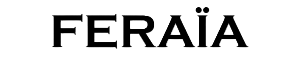 Black 'FERAIA' logo on a white background