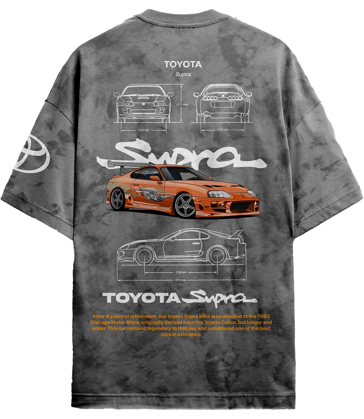 Grantiro Supra T-shirt from the Whimsical Wheels collection – premium unisex streetwear inspired by the legendary Toyota Supra.