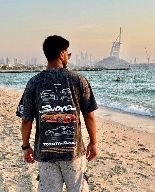 Grantiro Toyota Supra T-shirt from the Whimsical Wheels collection – high-quality unisex streetwear for JDM and car culture lovers in India.