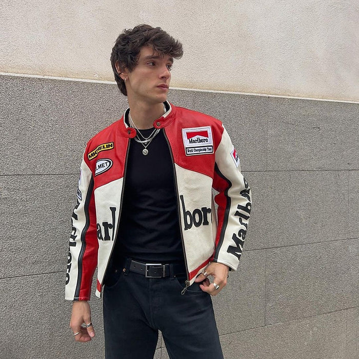 Marlboro Vintage White Leather Jacket | FERAÏA Legacy Edition