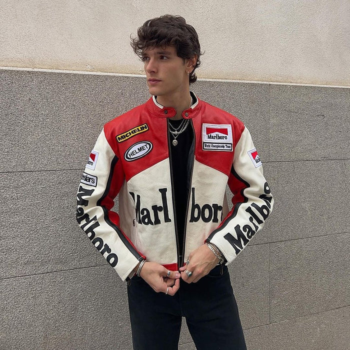 Marlboro Vintage White Leather Jacket | FERAÏA Legacy Edition