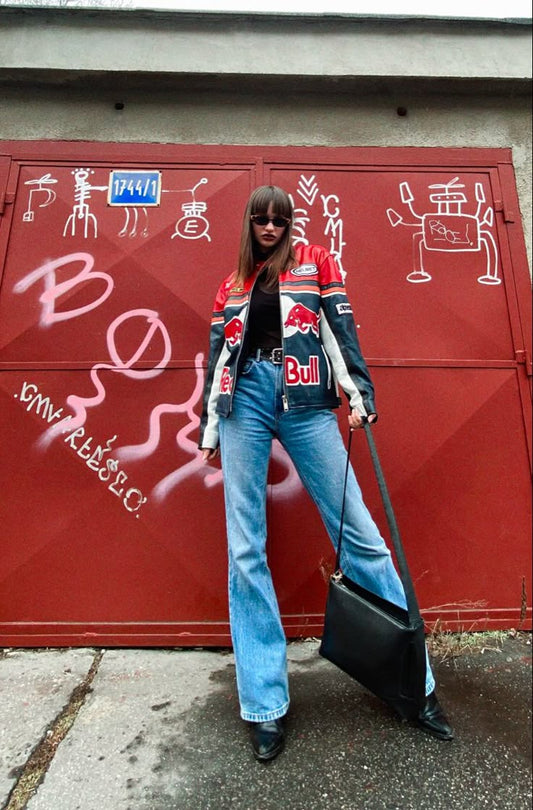 Red Bull Black & Red Leather Jacket | Maison FERAÏA Vintage Edition