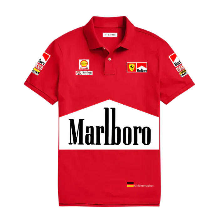 Grantiro F1 x Marlboro polo in India – premium unisex motorsport polo inspired by classic Formula 1 racing heritage.